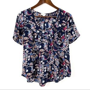 Nordstrom Sienna Sky Navy Floral Blouse
